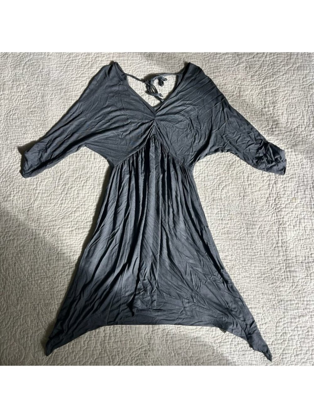 ZARA Womens Dress Grey Gray Drapey Long Sleeve Knit Comfortable Size Large
